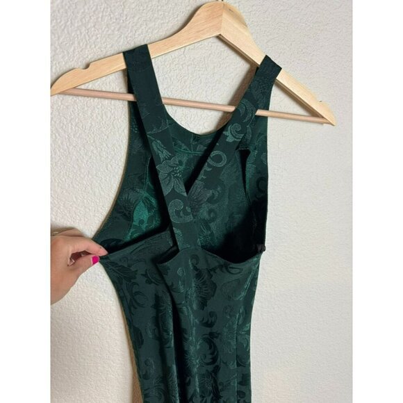Vintage Be Smart Maxi Dress Size Medium Green Y2K Floral Textured Evening - Picture 6 of 10